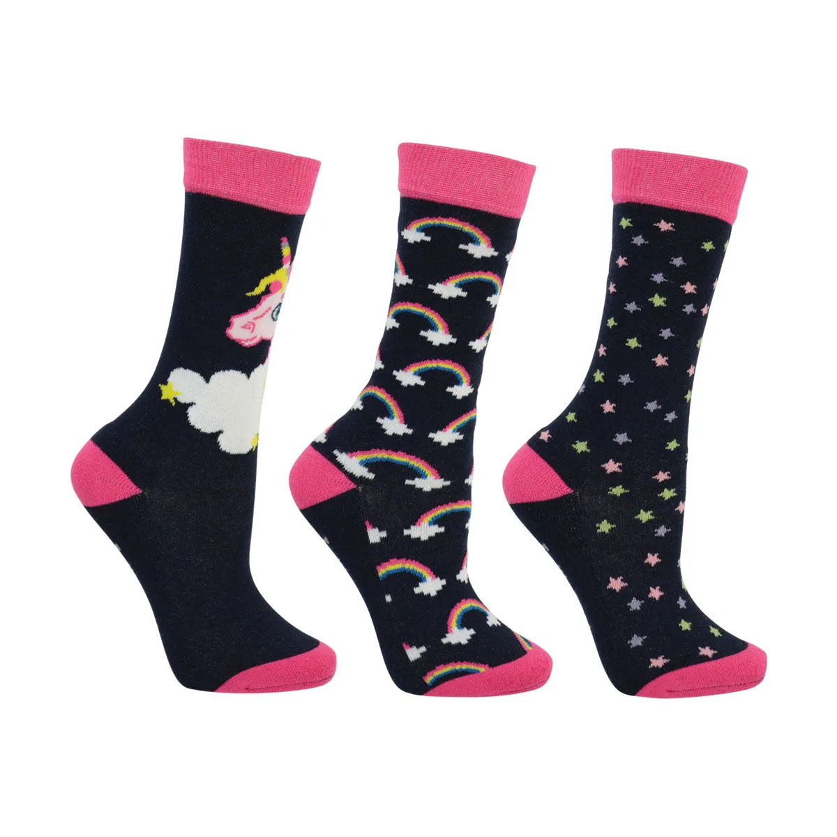 3 Pack Little Rider Unicorn Socks