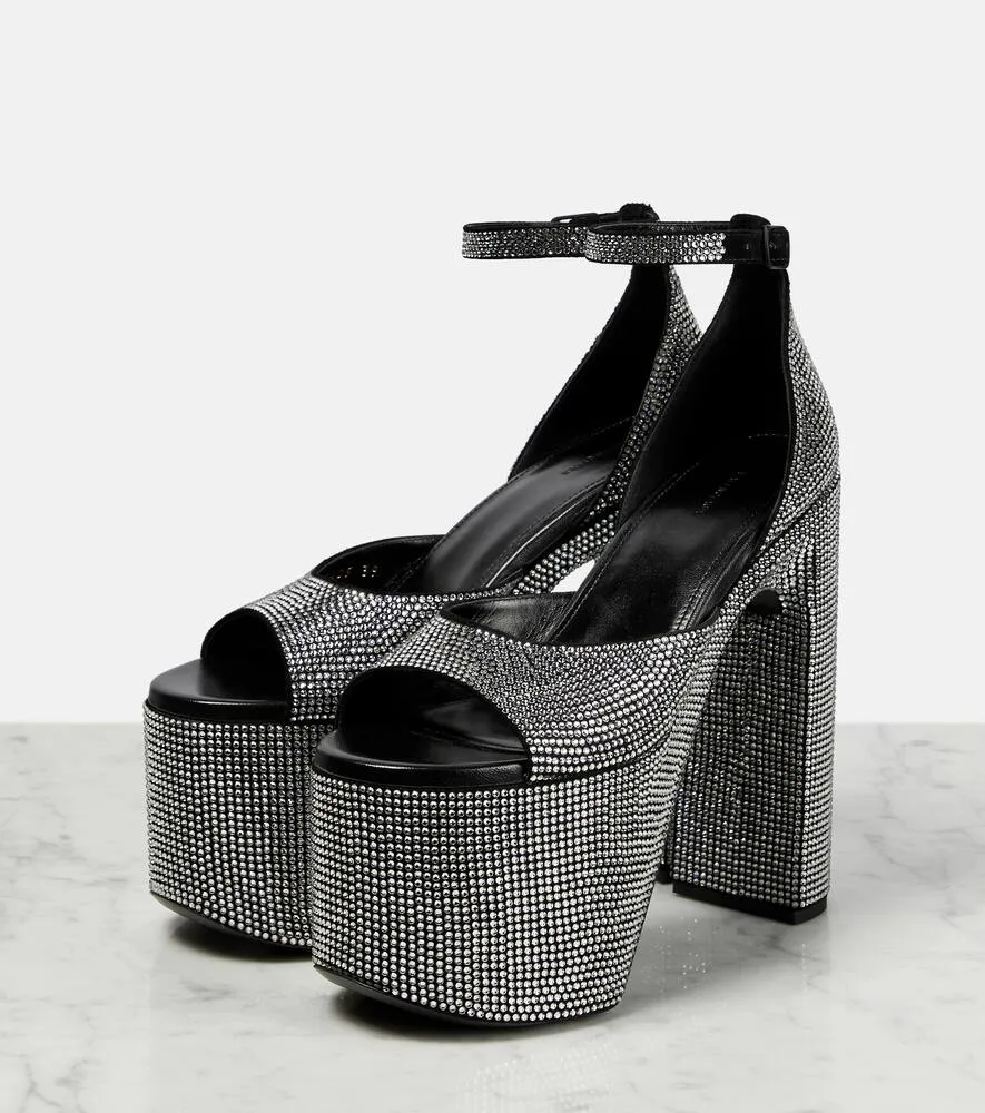 Balenciaga Camden embellished leather platform sandals