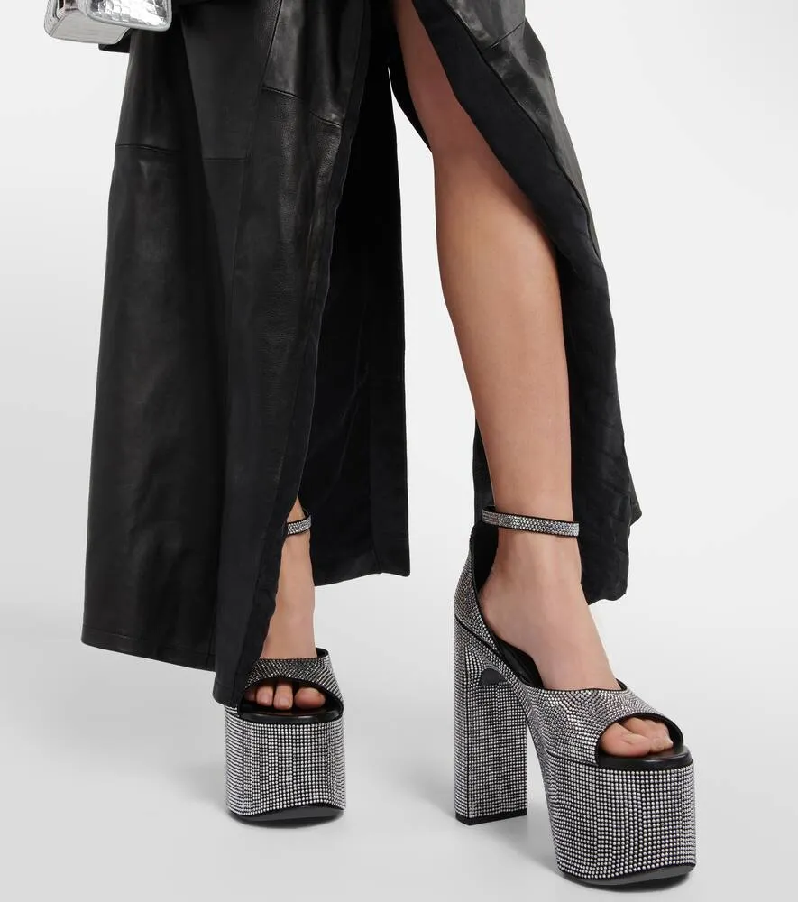 Balenciaga Camden embellished leather platform sandals