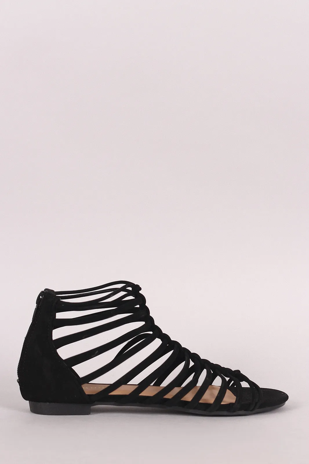 Bamboo Nubuck Braided Strappy Flat Sandal