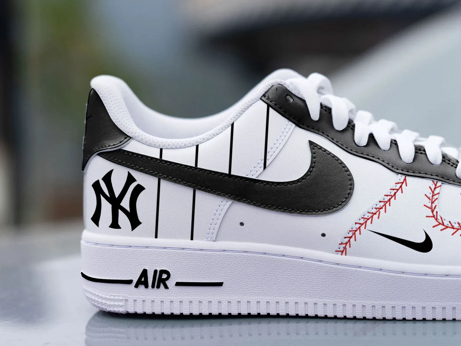 Black White Baseball New York Yankees Custom Air Force 1