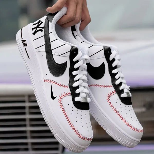 Black White Baseball New York Yankees Custom Air Force 1