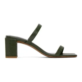 BY FAR Green Croc Tanya Heeled Sandals
