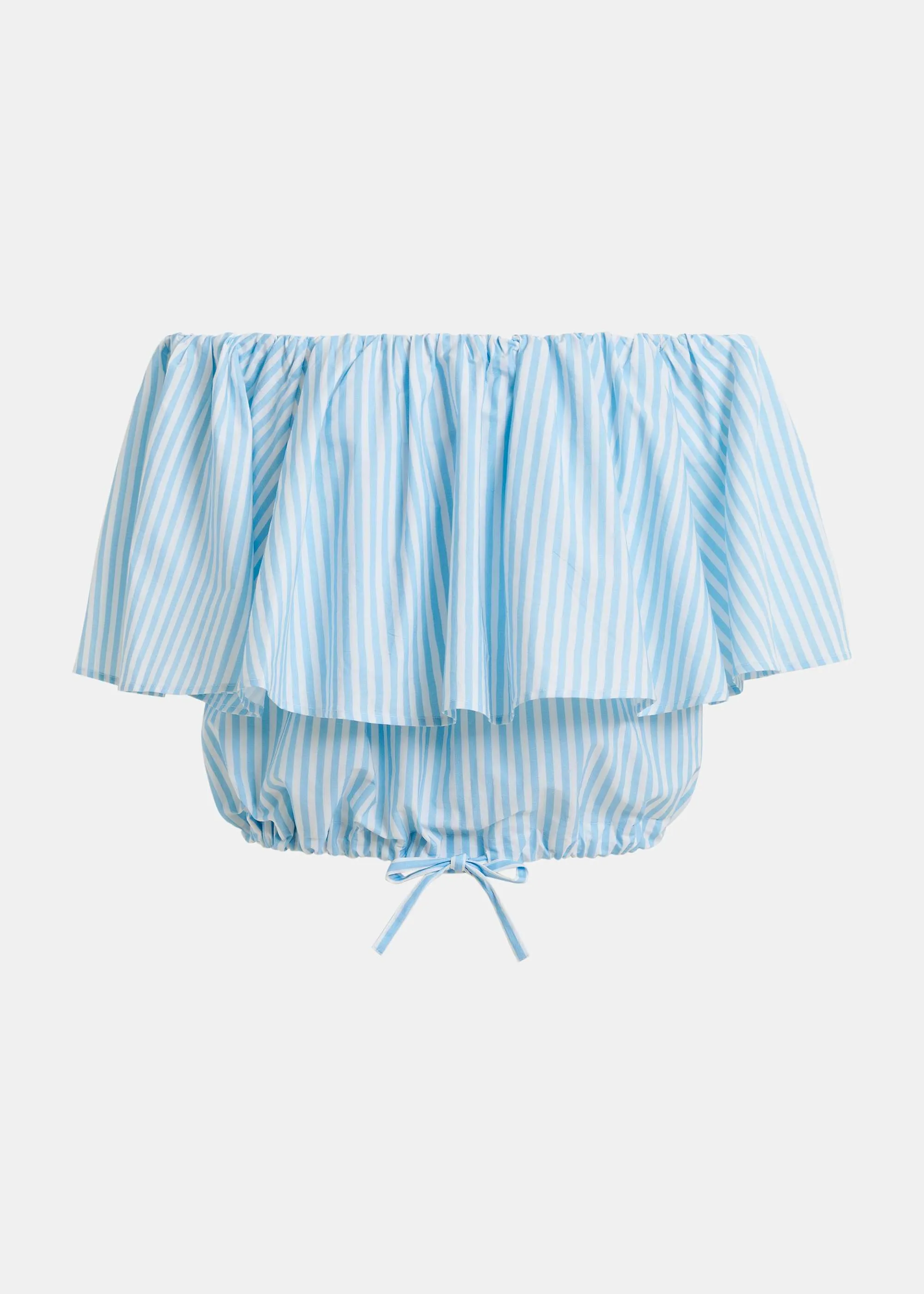 ESSENTIEL Blue Striped Off Shoulder Top