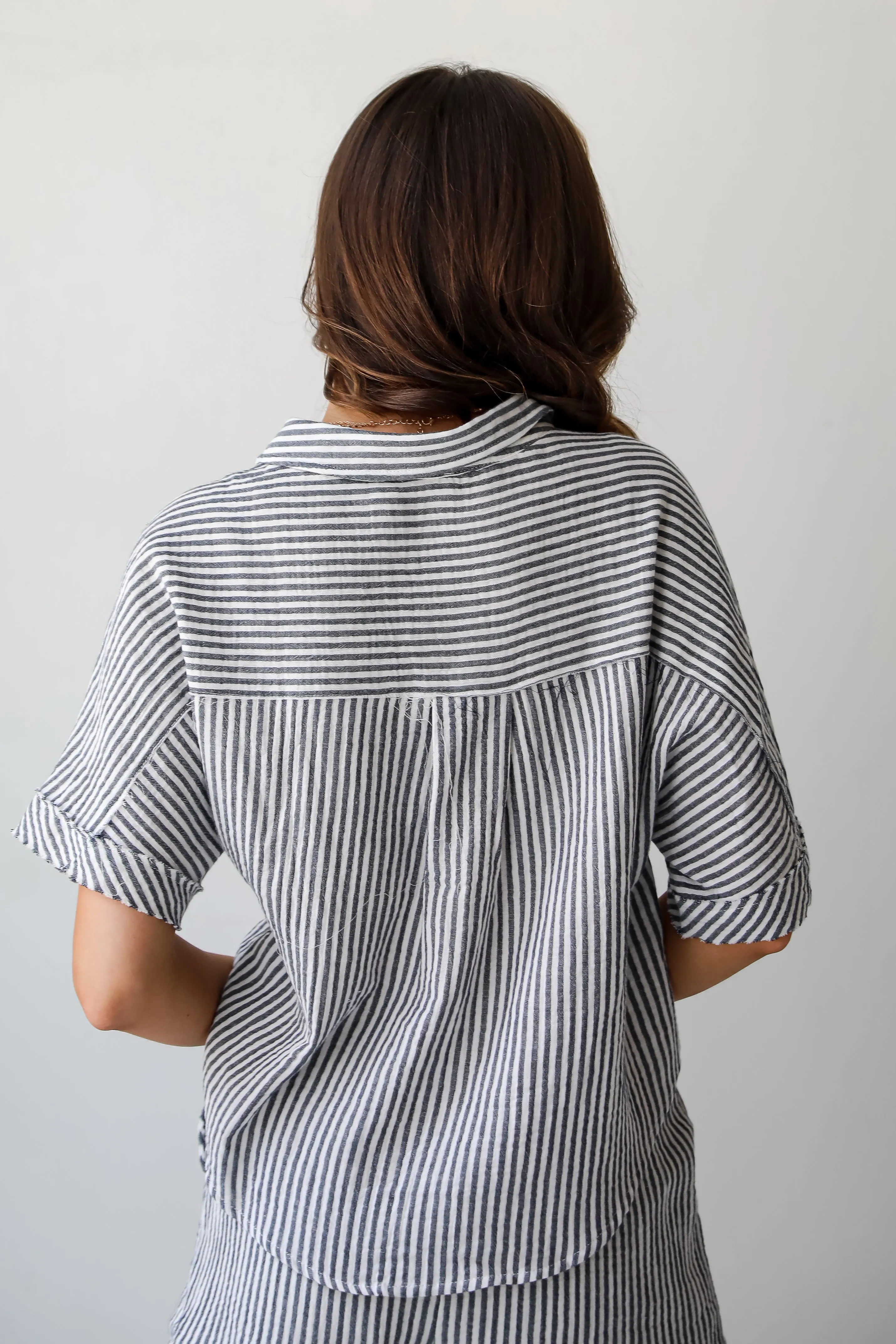 FINAL SALE - Bright Disposition Seersucker Blouse - DU DEAL