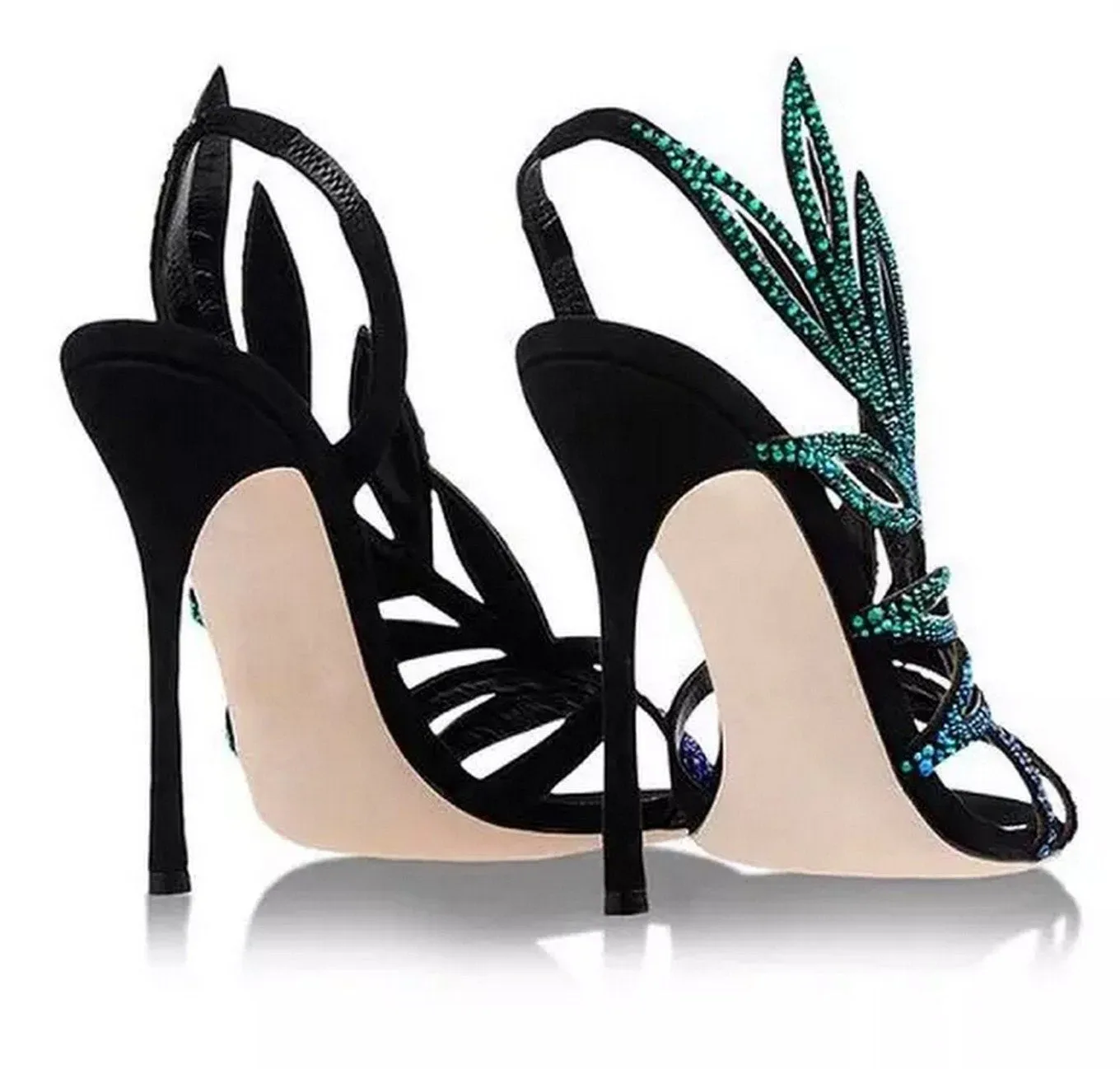Floral Crystal Embellished Slingback Sandals