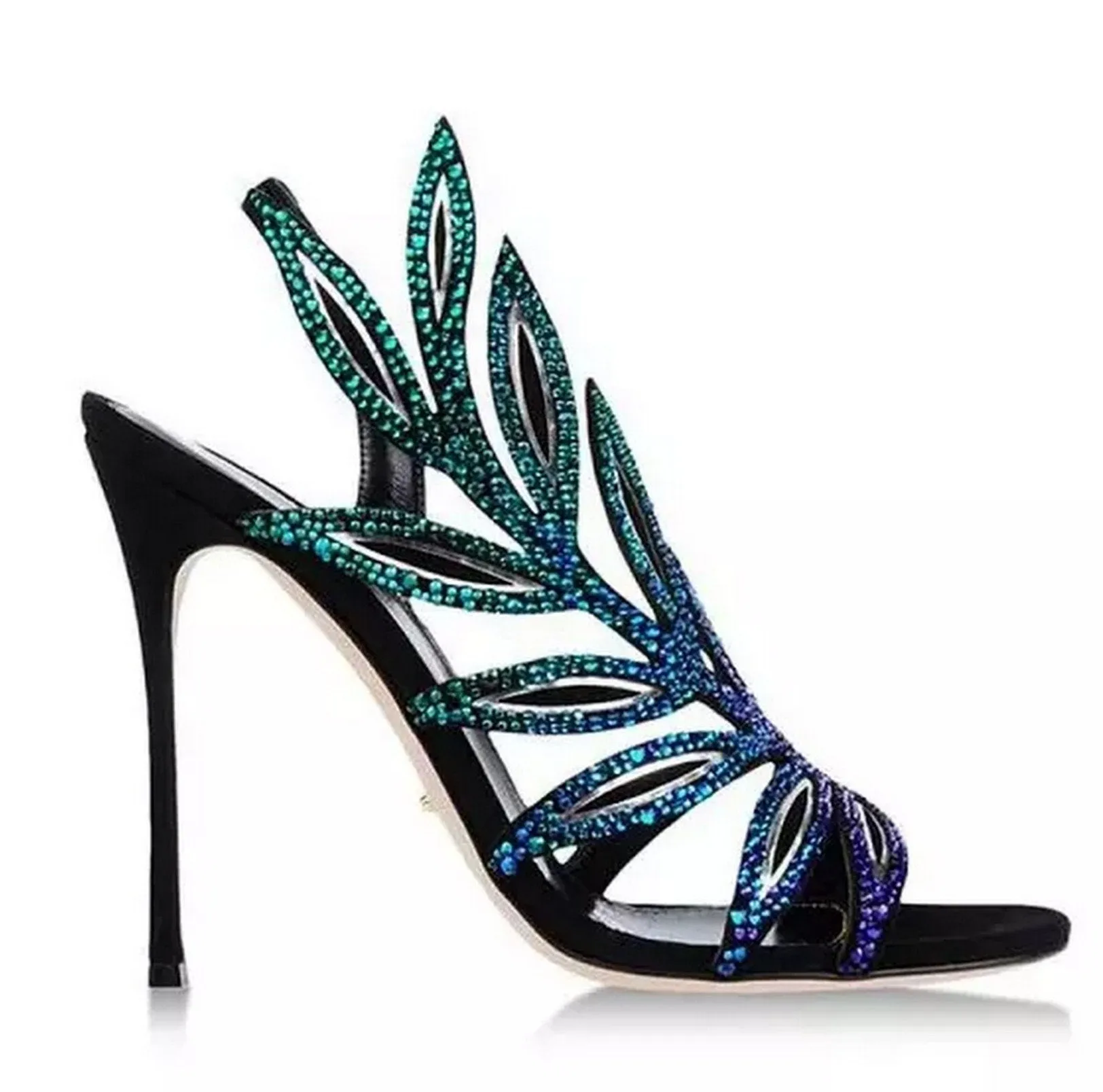 Floral Crystal Embellished Slingback Sandals