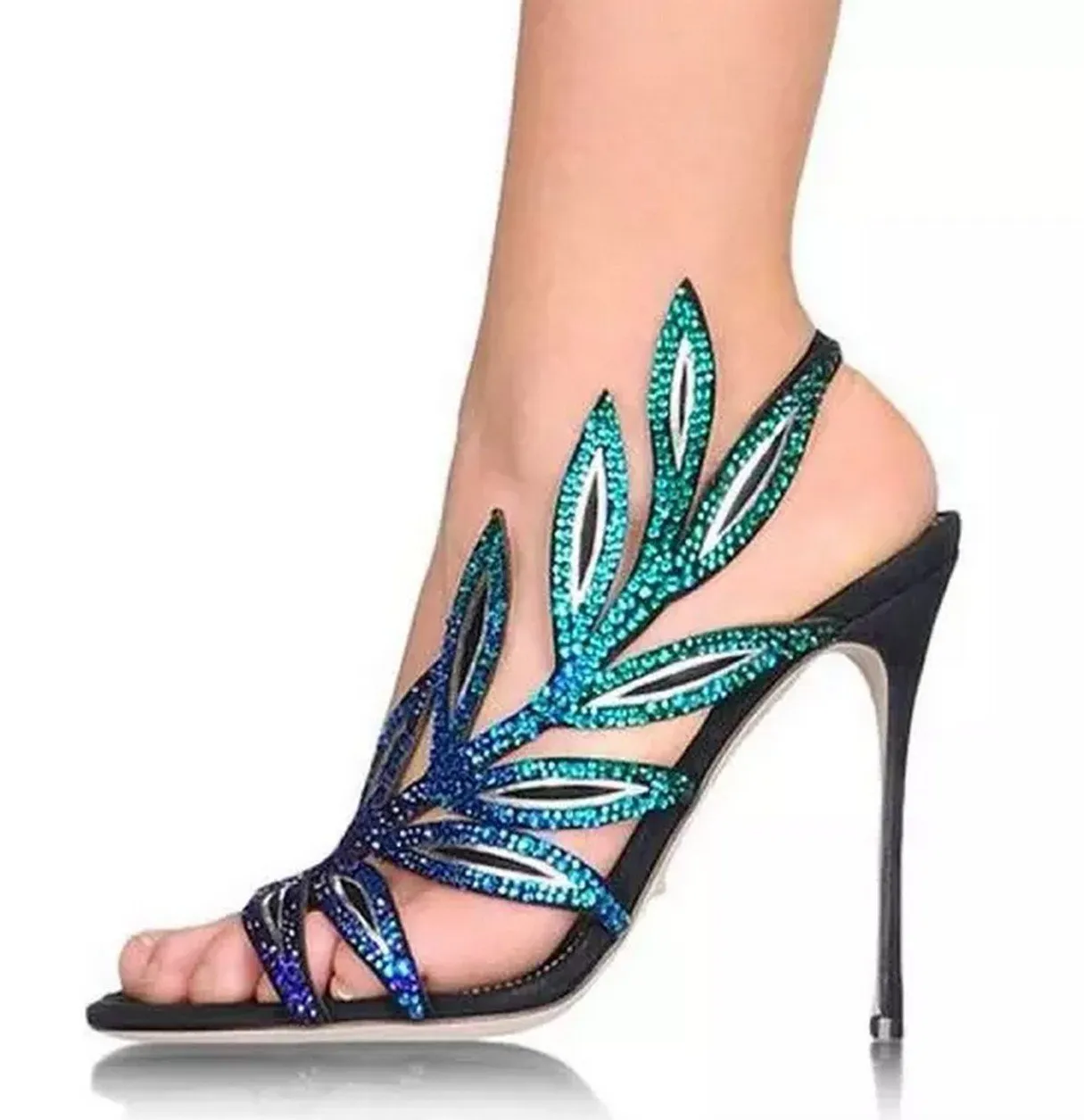 Floral Crystal Embellished Slingback Sandals