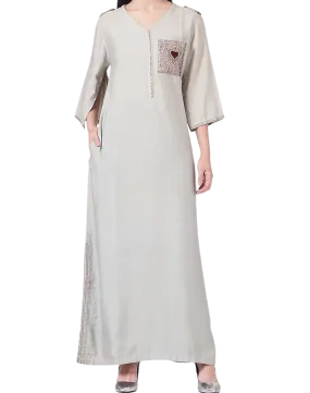 Grey Embroidered Heart Tunic Dress