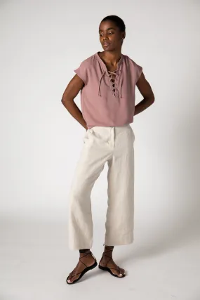 Laced Up Tuck In Blouse