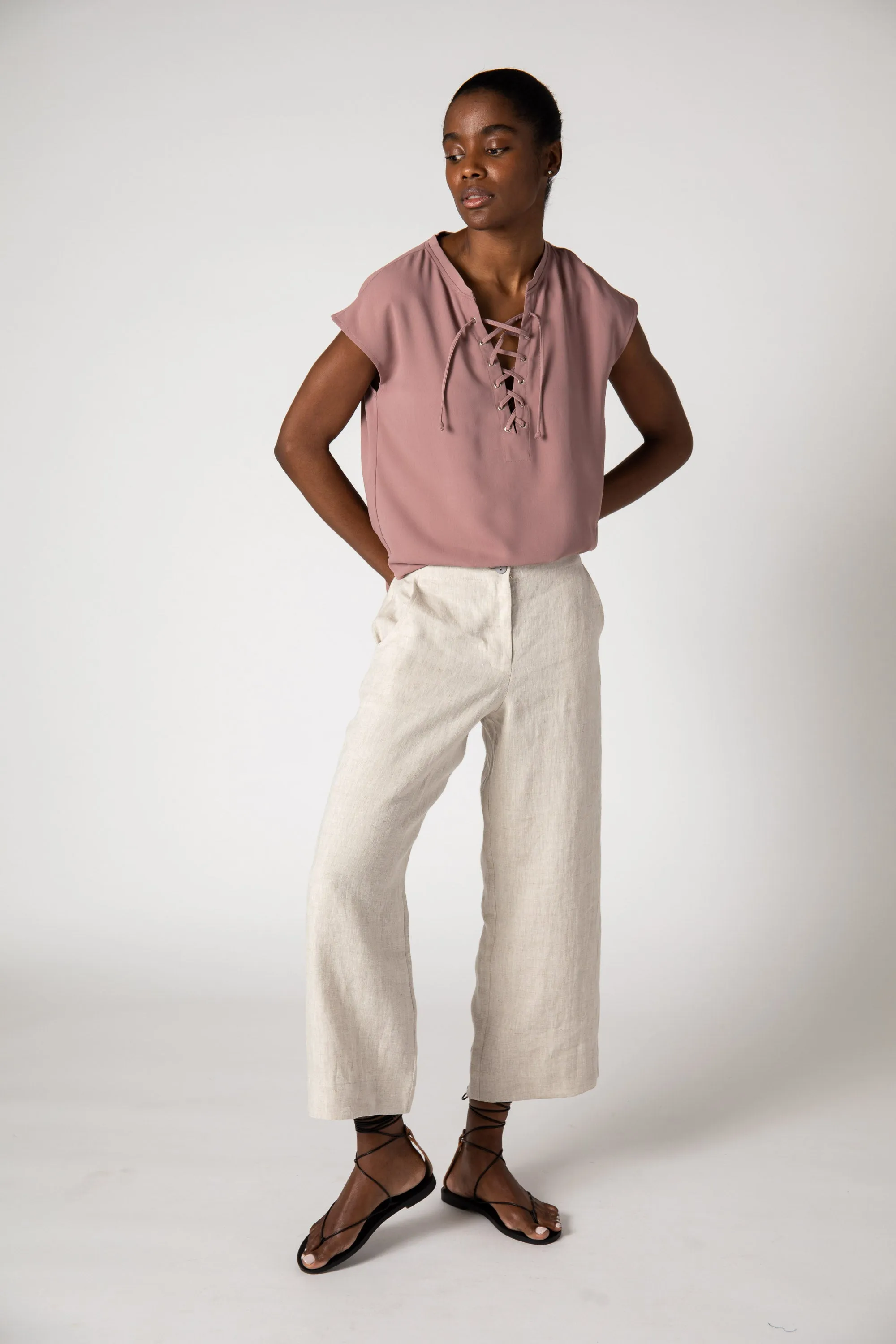 Laced Up Tuck In Blouse