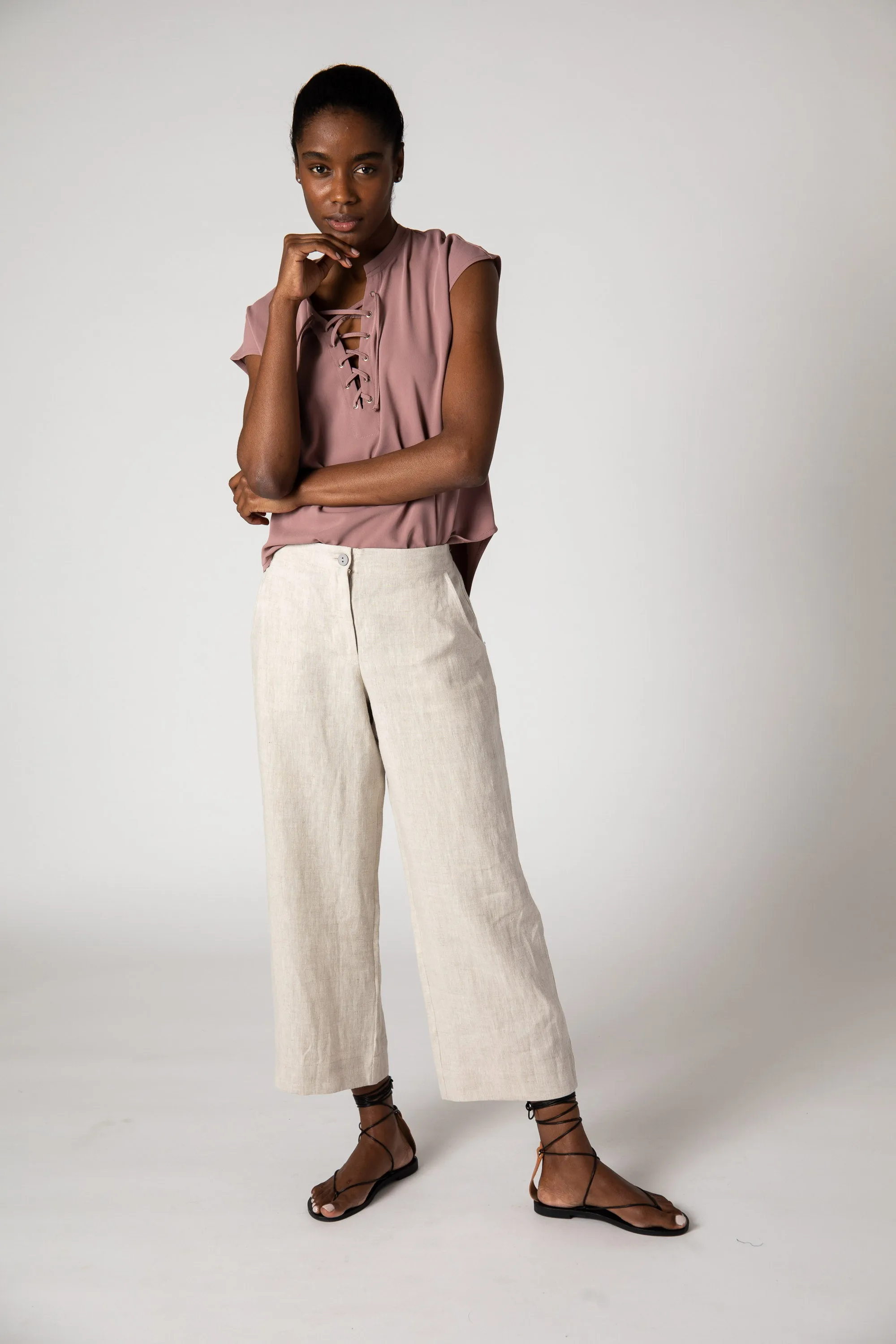 Laced Up Tuck In Blouse