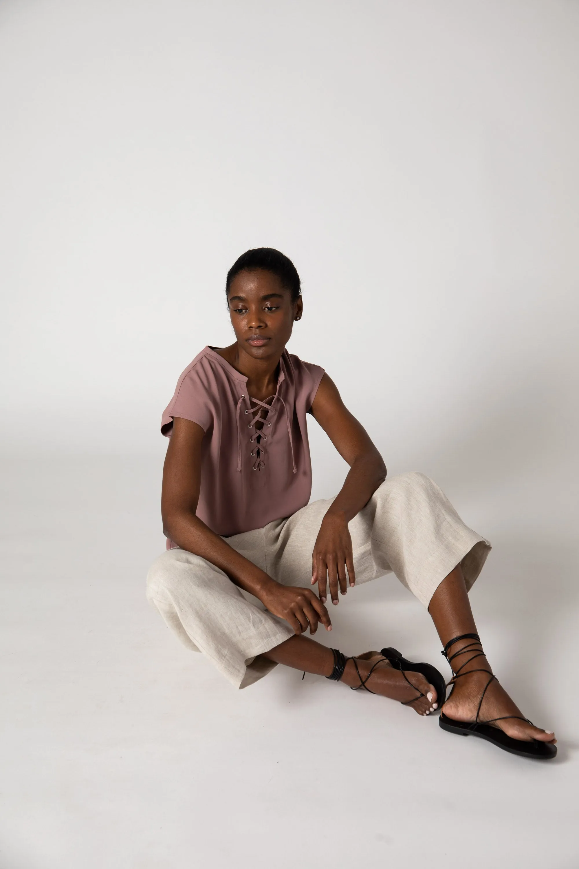 Laced Up Tuck In Blouse