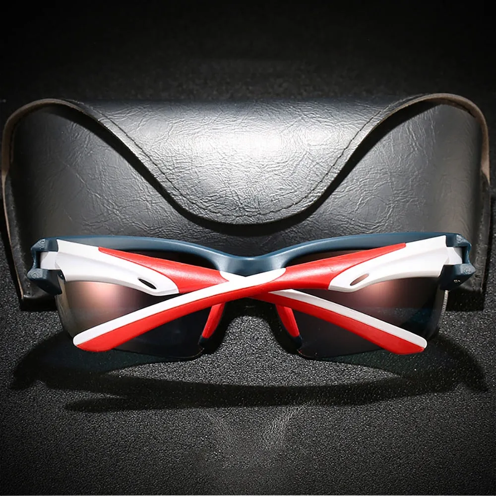 Men Mirror Red Sunglasses Black Frame Sports Goggles Women Cycling UV400 Unisex Bicycle Riding
