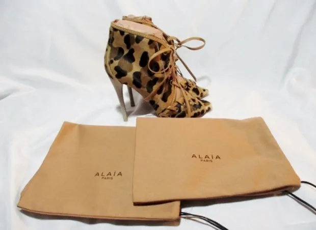 NEW ALAIA PARIS LEOPARD IMPRIME High Heel Bootie Shoe 36.5 6 NWT Womens
