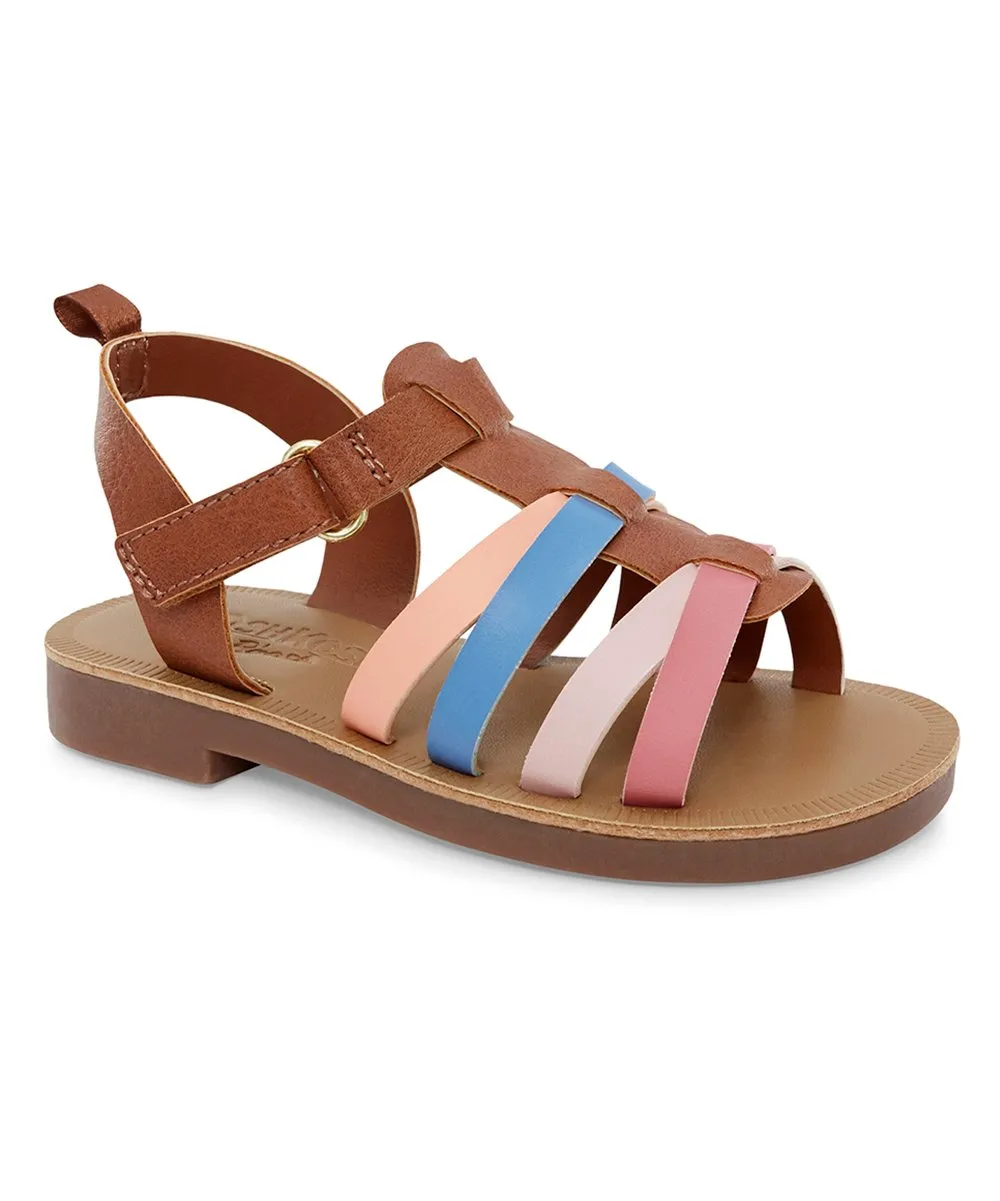 OshKosh B'gosh  Tan Multicolor Strap Amalie Sandal - Girls