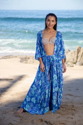 Samantha Robe & Gabrielle Pant Set in Premium Laucala Blue