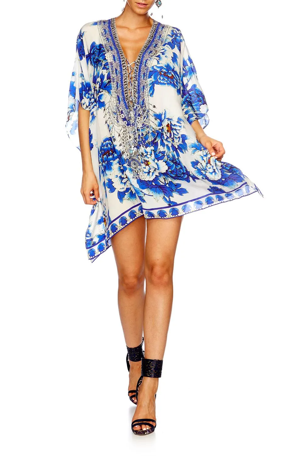 SHORT LACE UP KAFTAN RING OF ROSES