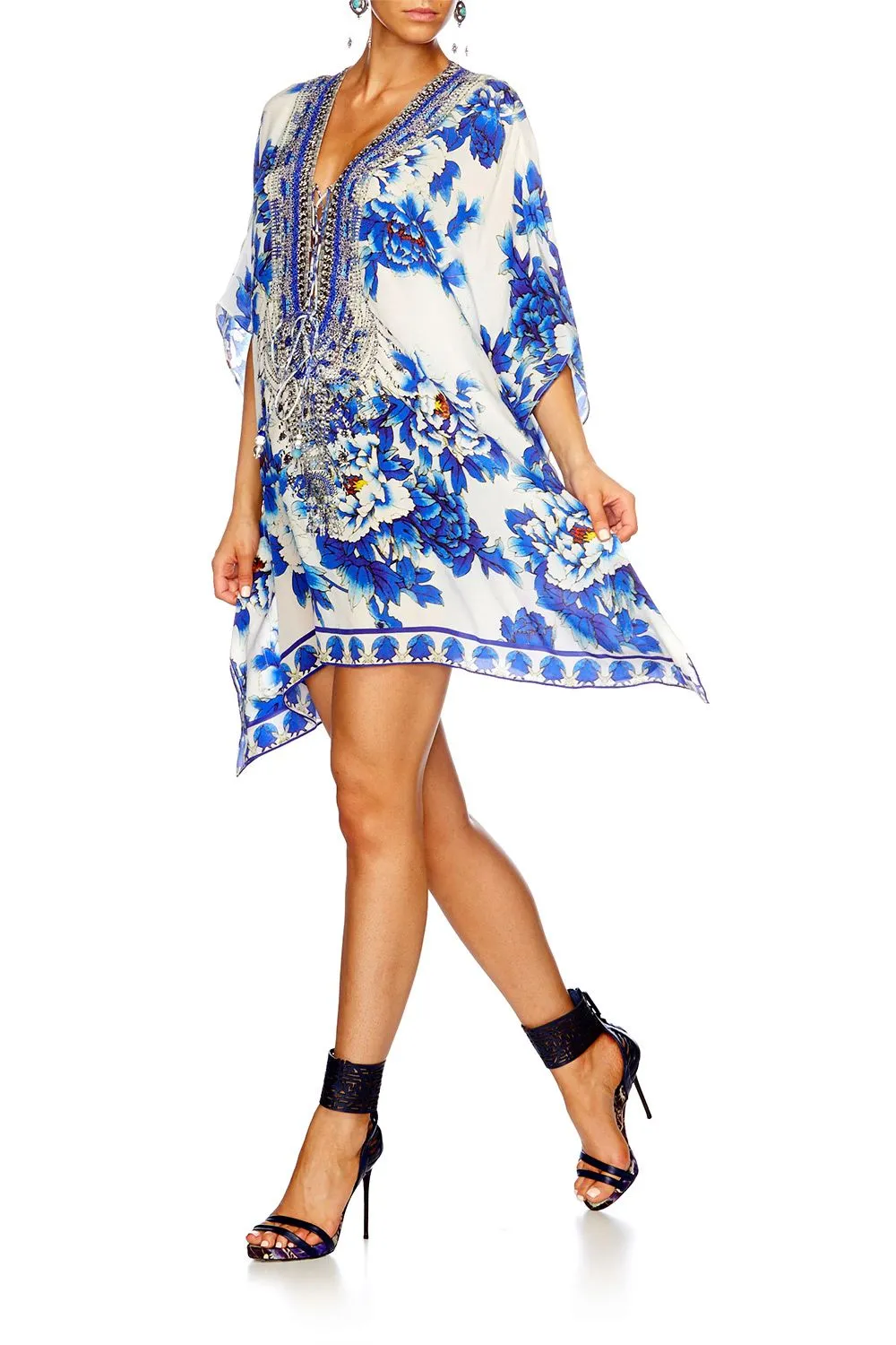 SHORT LACE UP KAFTAN RING OF ROSES