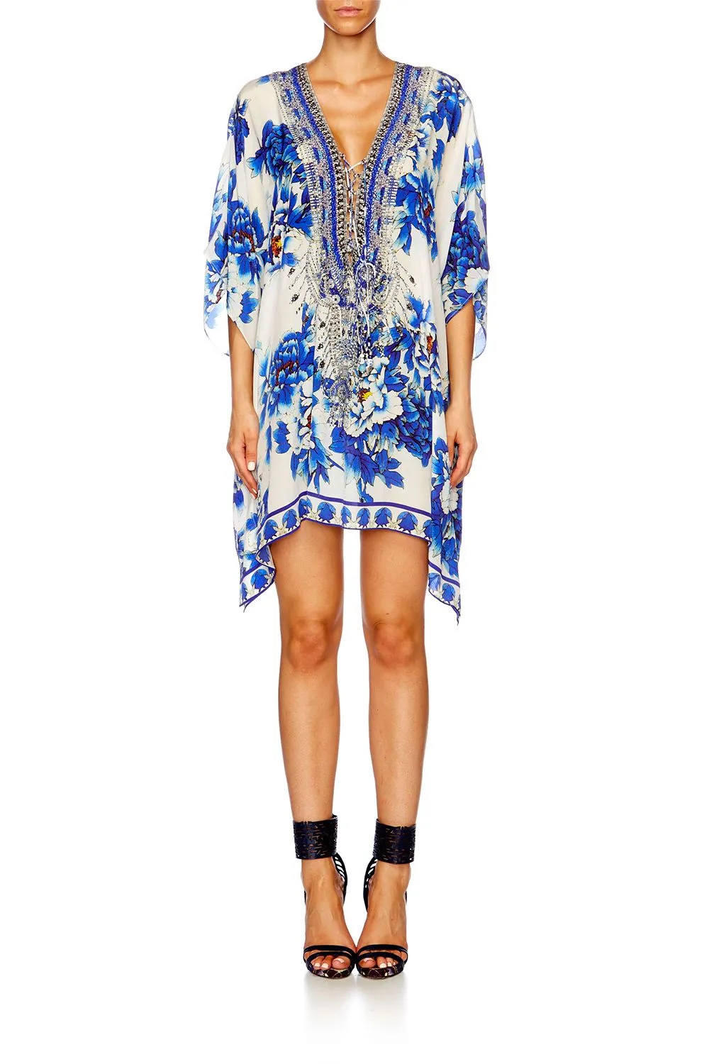 SHORT LACE UP KAFTAN RING OF ROSES