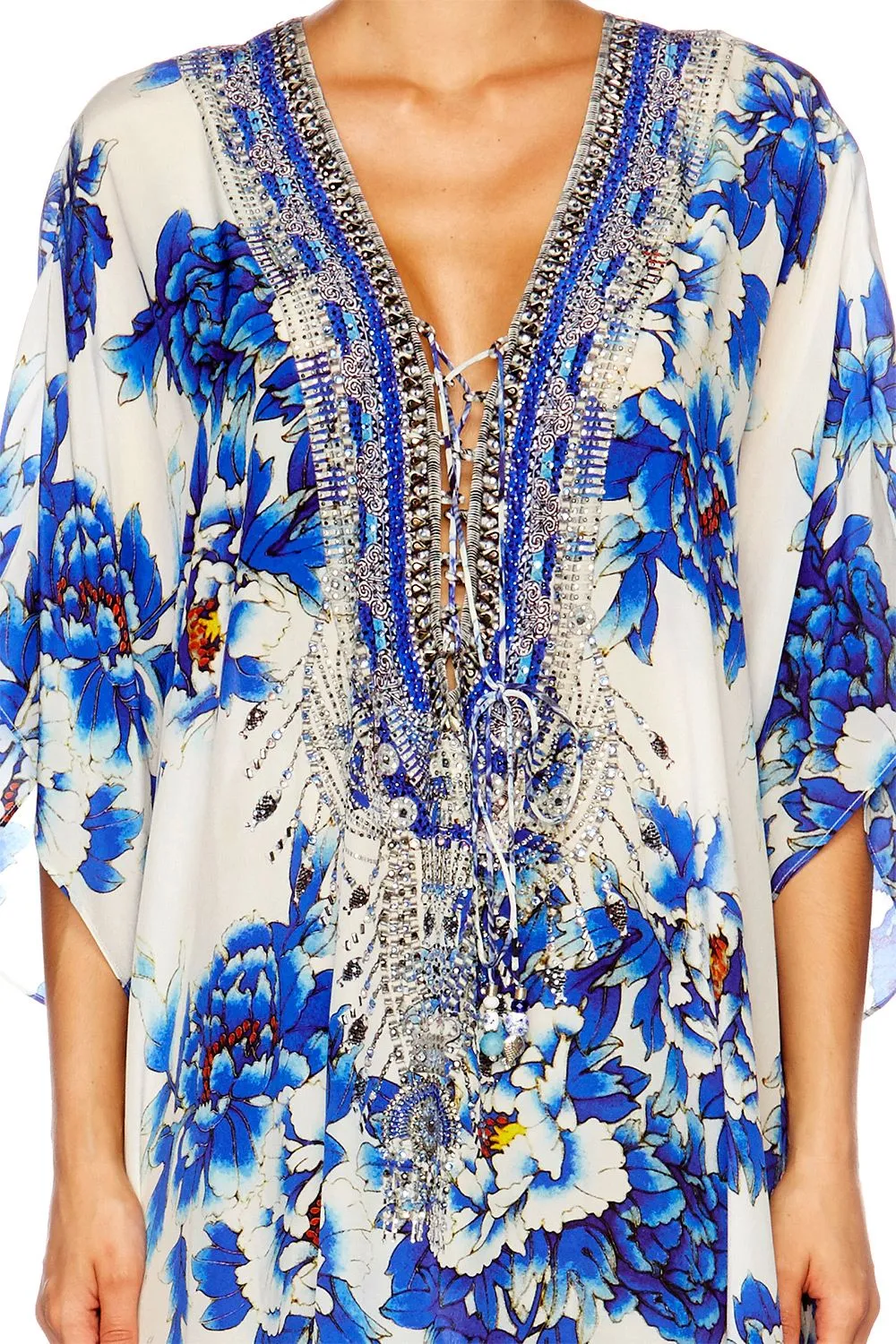 SHORT LACE UP KAFTAN RING OF ROSES