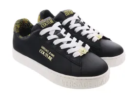 Versace Jeans Couture Black Baroque Print Lace Up Sneakers-