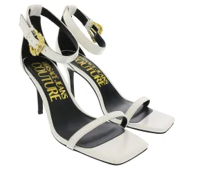 Versace Jeans Couture White High Heel Ankle Strap Sandal